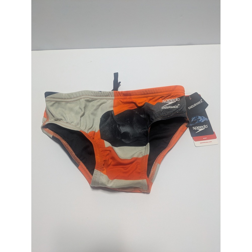 Speedo Mens Endurance+ Glimmer Swim Brief Competitive Orange Multi 28